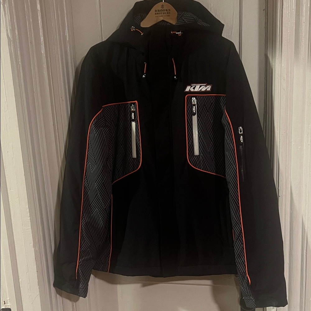 KTM Racing Men's Black Jacket with Orange Accents